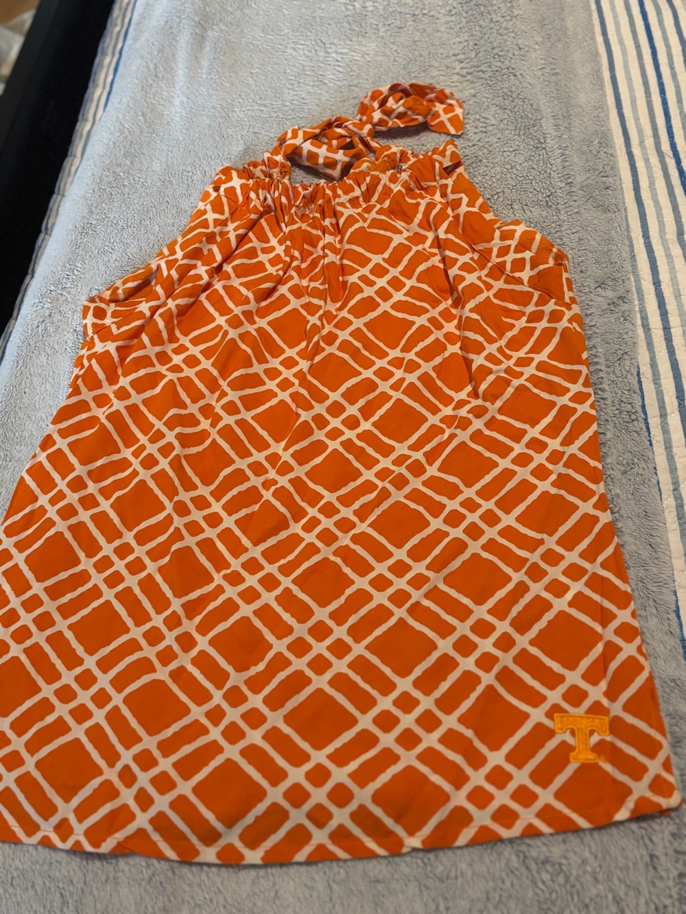 University of Tennessee  Orange and White Print Halter Top